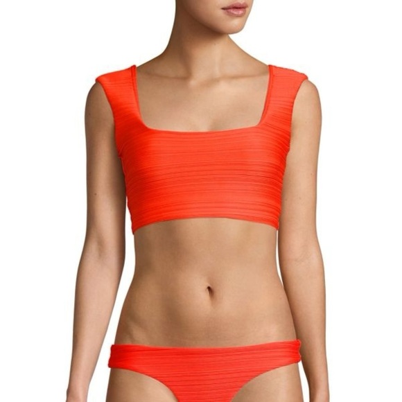 Mara Hoffman Raina Textured Bikini Top in Red Size 2X NWT